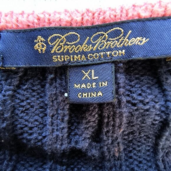 Brooks Brothers Cardigan Tennis Sweater Womens XL Navy Cotton Cable Knit *Pls Rd - Picture 16 of 16